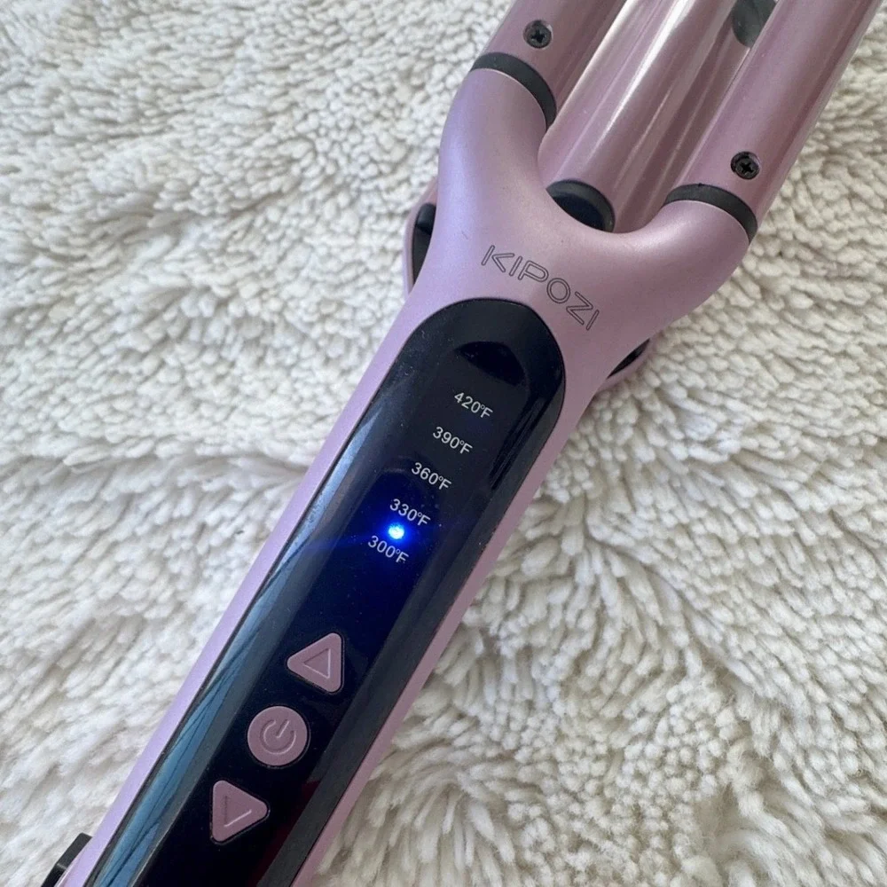 KIPOZI 3 Barrel Hair Waver Pink Ceramic Beach Waves Curler JDL-280US